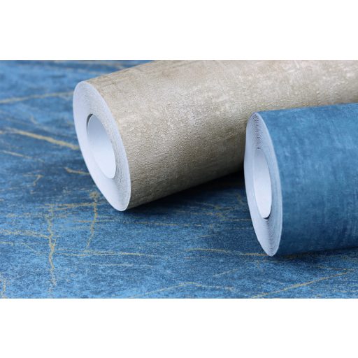 Rasch Factory IV 428957 Natur Kontrasztos természetes és dinamikus márványerezet minta mélykék világos arany tapéta