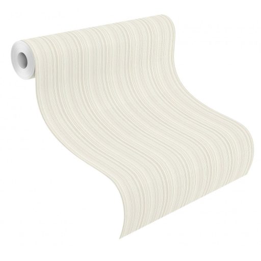 Texturált finoman barázdált vonalkázott csíkos minta krémfehér fényes ezüst tapéta