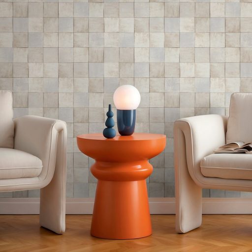 Rusztikus egyben rendet és ritmust teremtő mozaikminta halvány bézs szürke és szürkéskék tónus tapéta