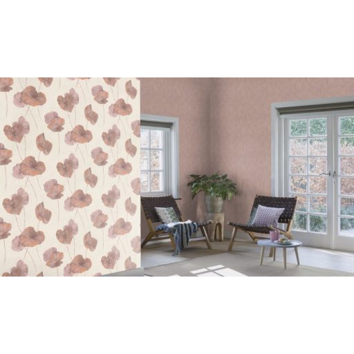 Rasch Andy Wand 458046 Natur természetes texturált minta finom "repedésekkel" világos bordó tónusok ó-rózsaszín csillogó arany tapéta