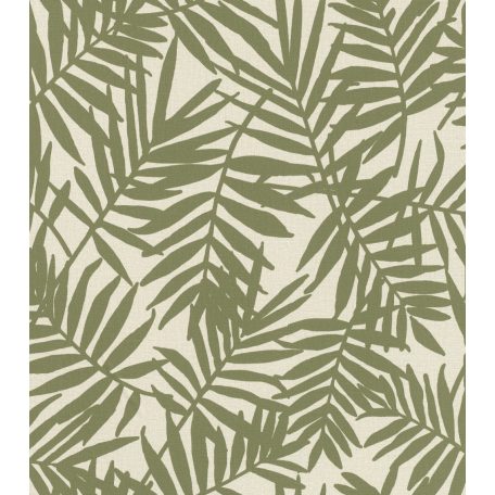 Rasch Zoya/SALSA 460209 Natur trópusi stilizált pálmalavelek textil háttéren krémfehér mohazöld tapéta