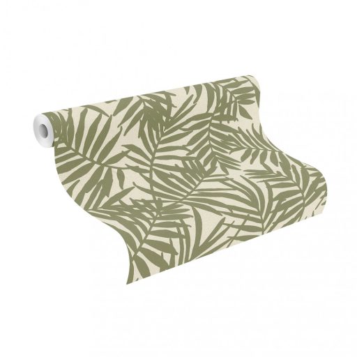 Rasch Zoya/SALSA 460209 Natur trópusi stilizált pálmalavelek textil háttéren krémfehér mohazöld tapéta