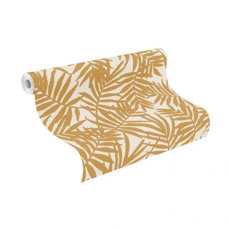 Rasch Zoya/SALSA 460254 Natur trópusi stilizált pálmalavelek textil háttéren krémfehér mézsárga tapéta