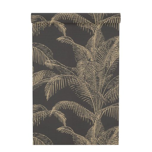 Rasch Maya 406832 Natur nagyméretű levelek antracit bézsarany tapéta