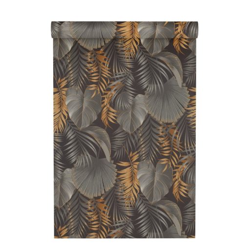 Rasch Zoya/Maya/Rhapsody 462043 Natur Botanikus impozáns 3D levélminta fekete szürke ezüst fényes arany tapéta