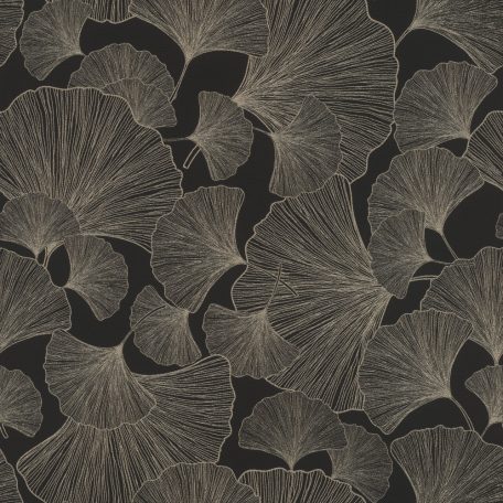 Rasch Zoya/Maya/Rhapsody 462234 Natur Botanikus extravagáns túlméretezett gingko levelek matt fekete finom arany tapéta