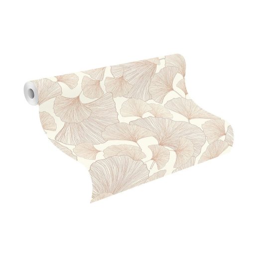 Túlméretezett extravagáns elegáns gingko levelek fehér roségold csillogó hatás tapéta