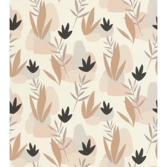   Rasch SALSA 463446 Natur Absztrakt grafikus stilizált növények kövek fehér rózsaszín világosszürke bézs barack fekete tapéta