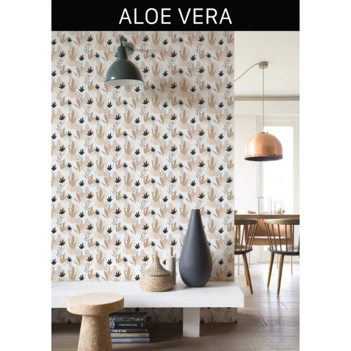 Rasch SALSA 463446 Natur Absztrakt grafikus stilizált növények kövek fehér rózsaszín világosszürke bézs barack fekete tapéta