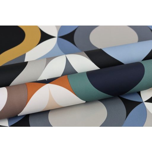 Rasch SALSA 463729 Grafikus retrominta a 70-es évekből fehér bézs narancs barna jáde és fenyőzöld fekete tapéta