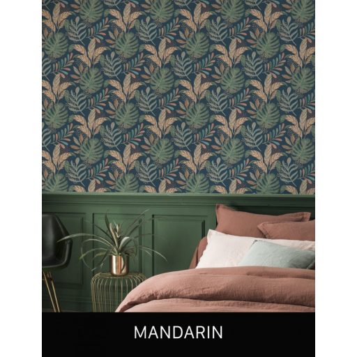 Rasch SALSA 464306 Natur Botanikus elképesztő levélgyűjtemény szines összevisszaságban sötétkék vörös zöld és kék árnyalatok tapéta