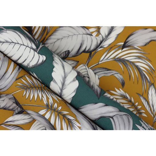 Rasch SALSA 464764 Natur Botanikus stílusos levélmintázat 3D okkersárga fehér szürke fekete tapéta