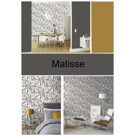 Rasch SALSA 465686 Natur Botanikus túlméretezett naív levelek textil háttéren fehér fekete okkersárga tapéta