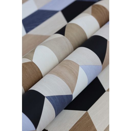 Rasch SALSA 466300 Natur Retro Geometrikus játékos faerezetű trapézminta krém bézs barna fekete tapéta