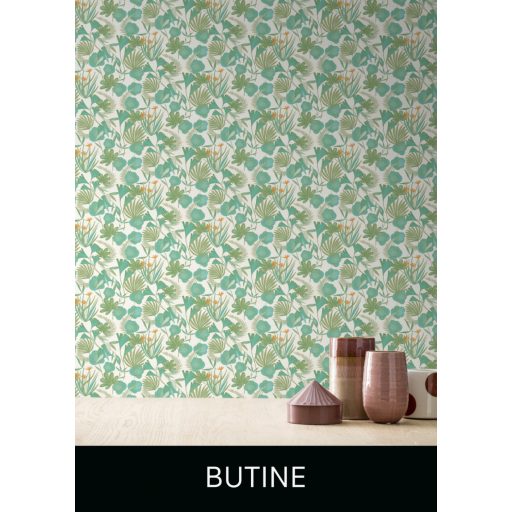 Rasch SALSA 466621 Natur Botanikus füvek levelek virágok ötletes keveréke fehér zöld szürke narancs tapéta