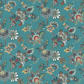   Rasch SALSA 466713 Natur Botanikus keleties hatású virágminta benzinzöld okkersárga téglavörös tapéta