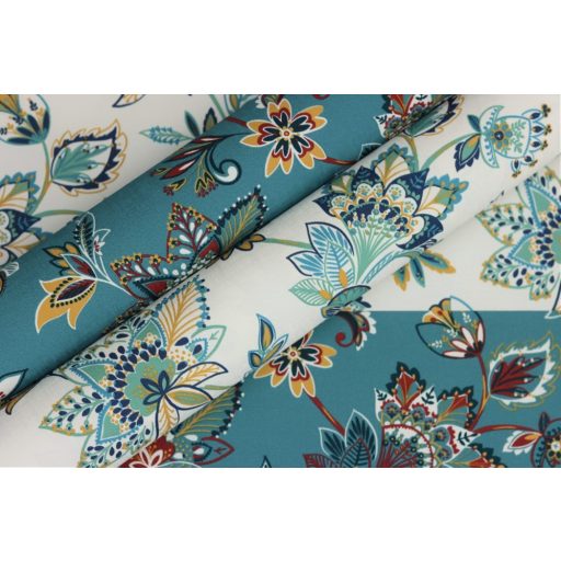 Rasch SALSA 466713 Natur Botanikus keleties hatású virágminta benzinzöld okkersárga téglavörös tapéta