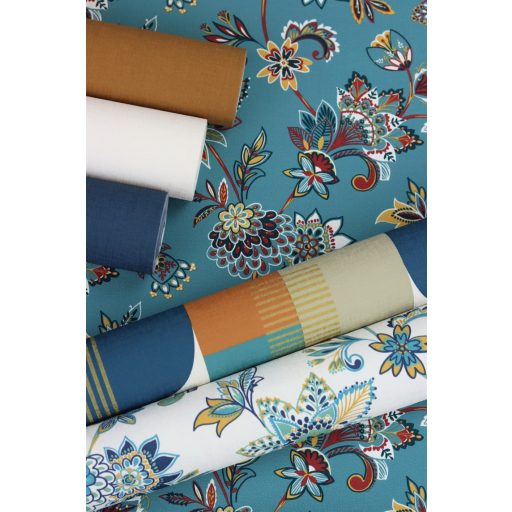 Rasch SALSA 466713 Natur Botanikus keleties hatású virágminta benzinzöld okkersárga téglavörös tapéta