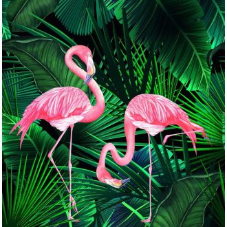   Marburg Smart Art Gallery 46703 Etno Látványos flamingók palackzöld fekete rózsaszín falpanel
