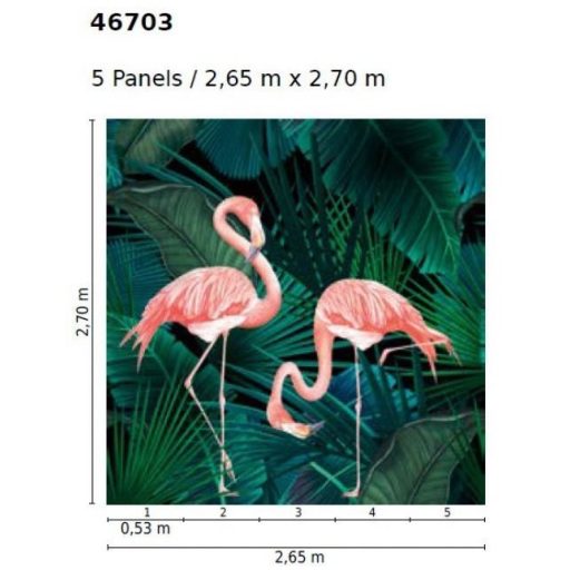 Marburg Smart Art Gallery 46703 Etno Látványos flamingók palackzöld fekete rózsaszín falpanel