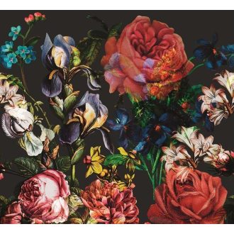   Marburg Smart Art Gallery 46705 Botanikus látványos rózsák nárciszok íriszek orgonák kompozíciója mélyfekete szines falpanel