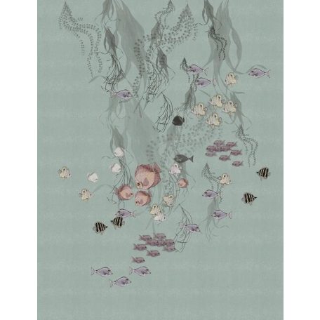 Marburg Smart Art Gallery 46714 Natur Víz alatti világ halrajokkal algákkal medúzákkal azúrkék szürke szines falpanel