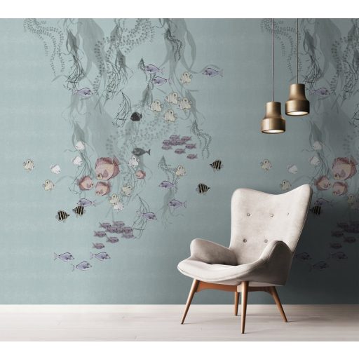 Marburg Smart Art Gallery 46714 Natur Víz alatti világ halrajokkal algákkal medúzákkal azúrkék szürke szines falpanel