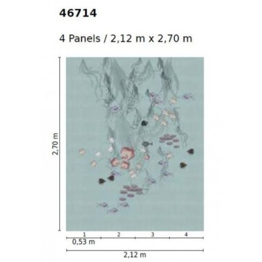 Marburg Smart Art Gallery 46714 Natur Víz alatti világ halrajokkal algákkal medúzákkal azúrkék szürke szines falpanel