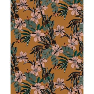   Marburg Smart Art Gallery 46722 Botanikus pazar virágkompozíció mézsárga csokibarna zöld pasztell rózsaszín falpanel