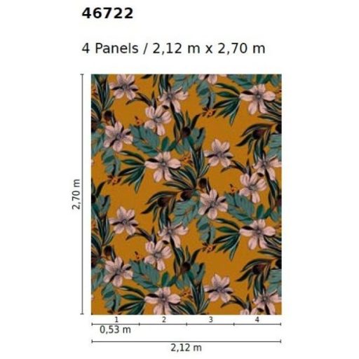 Marburg Smart Art Gallery 46722 Botanikus pazar virágkompozíció mézsárga csokibarna zöld pasztell rózsaszín falpanel