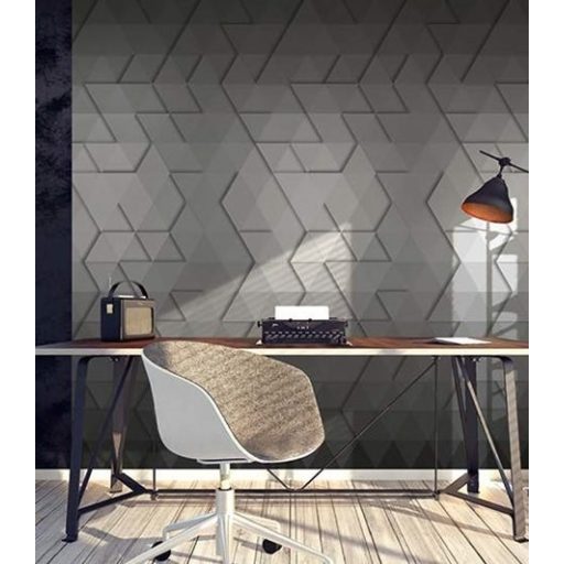 Marburg Smart Art Gallery 46783 Geometrikus Háromdimenziós színátmenetes térkompozíció szürke árnyalatok fehér falpanel