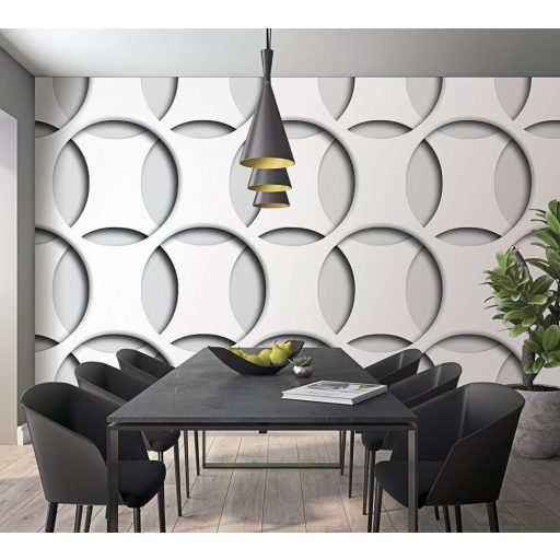 Marburg Smart Art Gallery 46785 Geometrikus Háromdimenziós kortárs körmetszet kompozíció szürke fehér fekete falpanel