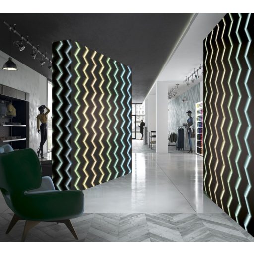 Marburg Smart Art Gallery 46786 Design Háromdimenziós szikrázó cikk-cakk neonfények fekete szivárvány színek falpanel