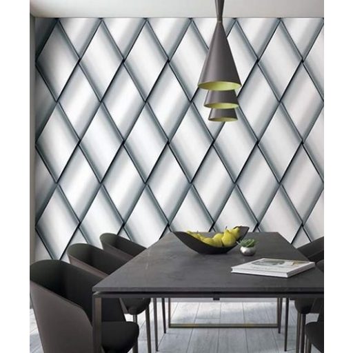 Marburg Smart Art Gallery 46787 Geometrikus Háromdimenziós kortárs rombusz kompozíció fehér szürke fekete falpanel