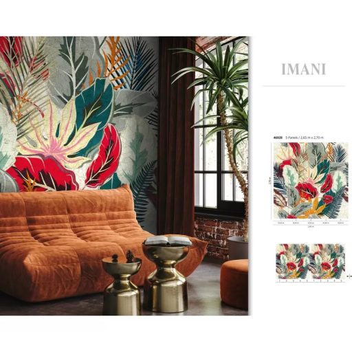 Marburg Smart Art Gallery 46928 Botanikus Álomszerű szines trópusi levelek fehér zöld szines falpanel