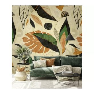   Marburg Smart Art Gallery 46964 Botanikus felnagyított trópusi levelek krém szürke szines falpanel