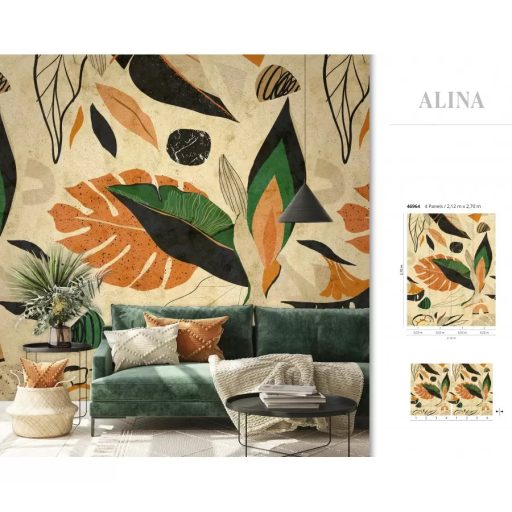 Marburg Smart Art Gallery 46964 Botanikus felnagyított trópusi levelek krém szürke szines falpanel