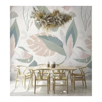   Marburg Smart Art Gallery 46965 Botanikus felnagyított trópusi levelek krém szürke kék halvány rózsaszín falpanel