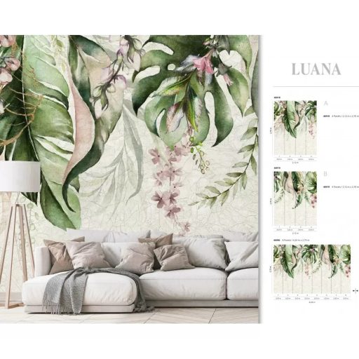 Marburg Smart Art Gallery 46996 Botanikus Trópusi levélkavalkád az "égből" fehér szürke zöld lila falpanel