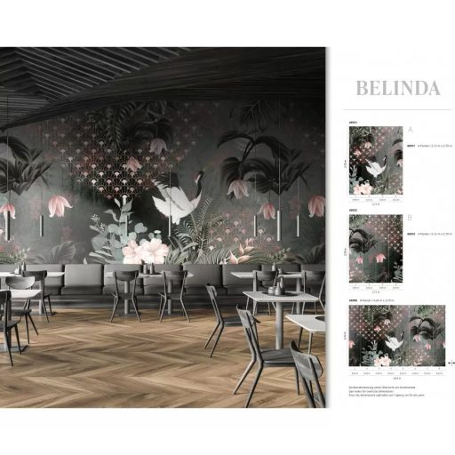 Marburg Smart Art Gallery 46998 Vintage Art Deco Egyedi trópusi életkép szürke fekete fehér zöld rózsaszín falpanel