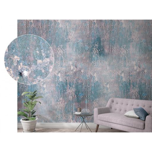 Marburg Smart Art Easy 47213 Ipari design Loft stílus szegecselt acéllemezek kopásnyomokkal szürke ezüst kék zöldeskék rózsaszín falpanel