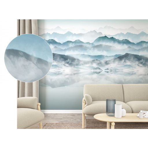 Marburg Smart Art Easy 47224 Natur Hipnotikus hatású hegyi tó (tengerszem) kék árnyalatok zöldeskék szürke fehér falpanel