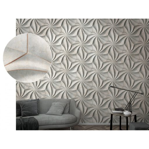 Marburg Smart Art Easy 47229 Grafikus lenyűgöző háromdimenziós díszítőminta szürke szürkésbézs árnyalarok fehér falpanel