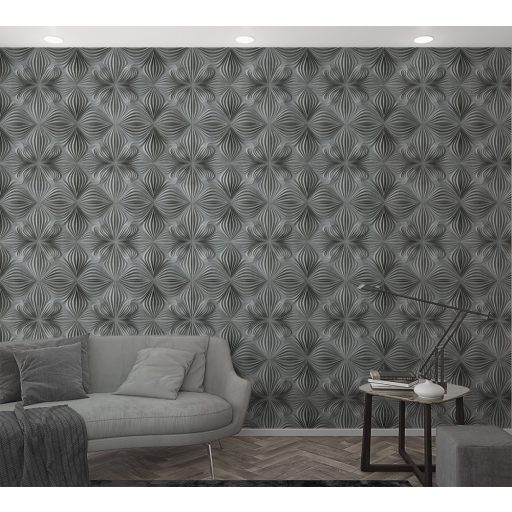 Marburg Smart Art Easy 47231 Grafikus háromdimenziós díszítőminta szürke árnyalatok ezüst falpanel