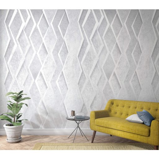 Marburg Smart Art Easy 47240 Geometrikus Grafikus térbeli hatású változatos rombuszminta szürkésfehér ezüstfehér szürke falpanel