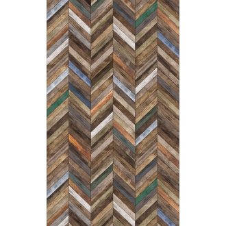   Marburg Smart Art Easy 47245 Natur Halszálkába rendezett parkettminta barna kék zöld szines falpanel