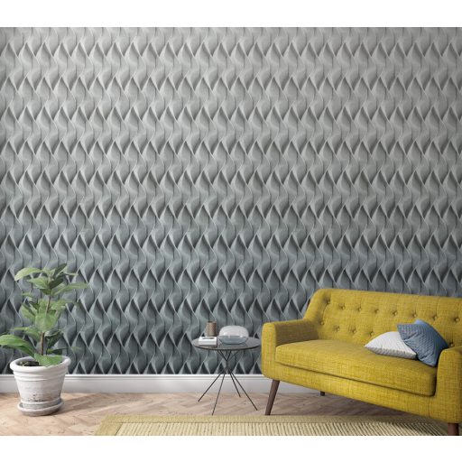 Marburg Smart Art Easy 47251 Grafikus térbeli hatású színátmenetes díszítőminta fehér szürke árnyalatok ezüst fekete falpanel