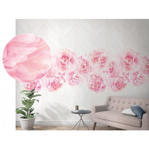 Marburg Smart Art Easy 47260 Natur Virágos halszálkás parkett alapon varázslatos rózsafűzér krém rózsaszín árnyalatok pink falpanel