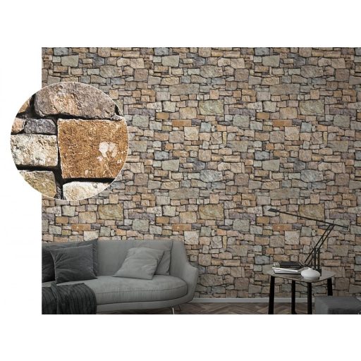Marburg Smart Art Easy 47262 Natur/Ipari design természetes kőfal mintázat krém bézs barna szürke falpanel