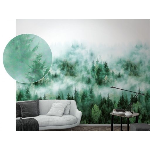Marburg Smart Art Easy 47267 Natur ködbe burkolozó titokzatos fenyőerdő fehér zöld árnyalatok falpanel